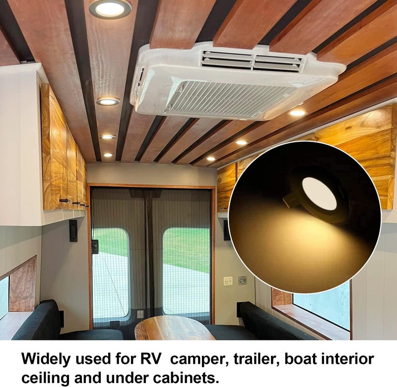 RVZONE 12 Volt LED Puck Light RV Boat Recessed Ceiling Light Super Slim LED Panel Light with Hole Puncher DC 12V 3W Full Aluminum Downlights 6 Pack,2700-3200k - Image 3